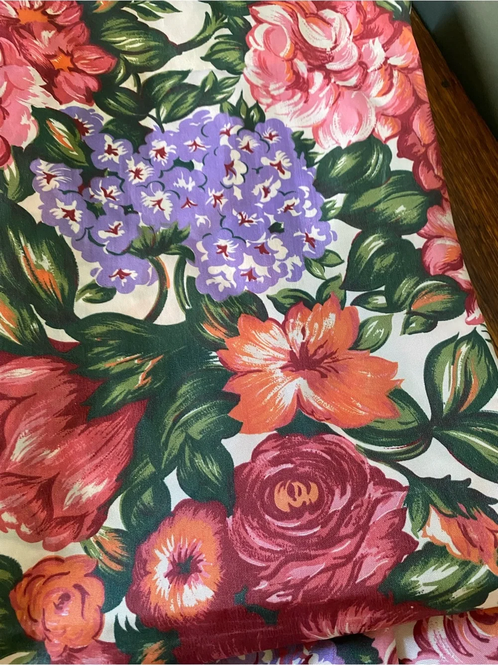 Vintage 1990s Colorful Floral Rose Shower Curtain Pink Purple Made In USA